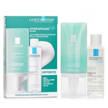 La Roche-Posay Votre Routine Hydatation & Eclat Set: Hydraphase HA Riche Moisturising Cream 50ml + Micellar Water 50ml