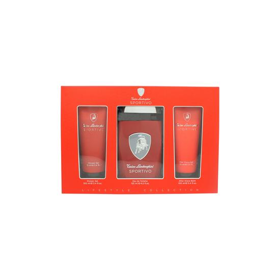 Lamborghini Sportivo Gift Set 125ml Eau De Toilette + 100ml Shower Gel + 100ml Aftershave Balm