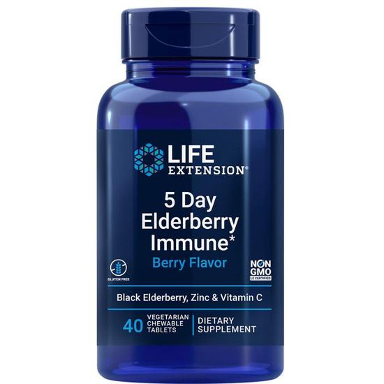 Life Extension 5 Day Elderberry Immune Berry Chewables 40 Chewables