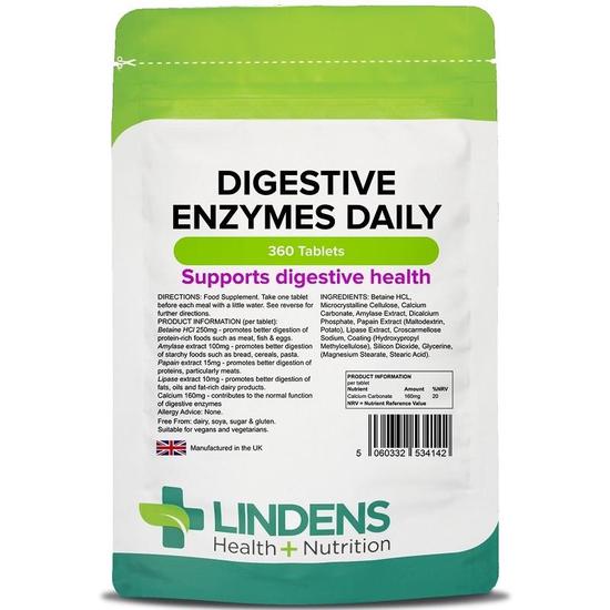 Lindens Digestive Enzymes Daily Tablets 360 Tablets