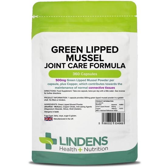 Lindens Green Lipped Mussel 500mg Capsules 360 Capsules