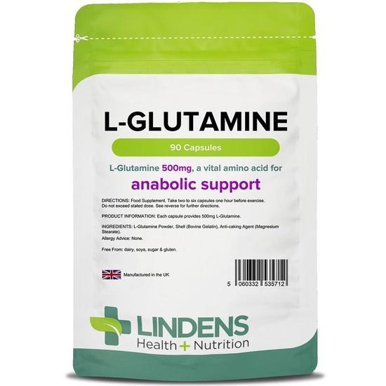 Lindens L-Glutamine 500mg Capsules 90 Capsules