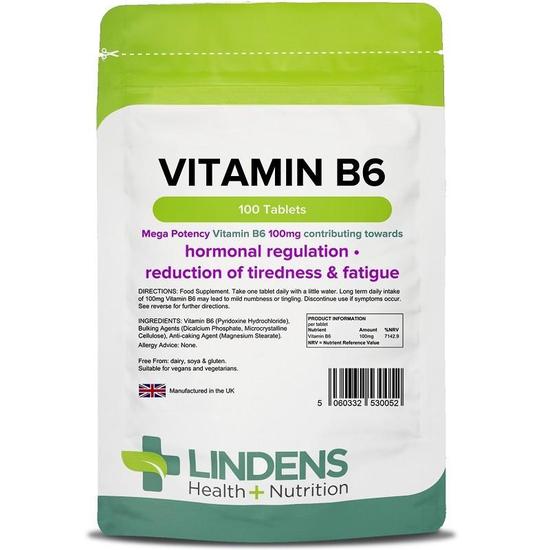 Lindens Vitamin B6 100mg Tablets 100 Tablets