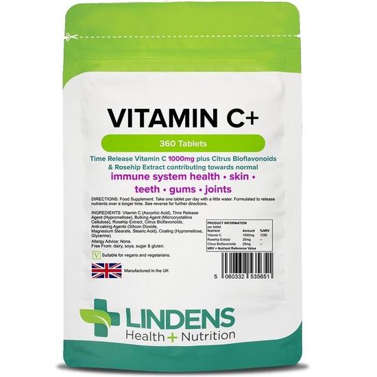 Lindens Vitamin C+ 1000mg Time Release 360 Tablets