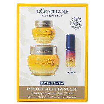 L'Occitane Immortelle Divine Set: Cream 50ml + Eye Balm 15ml + Overnight Reset Oil-In-Serum 5ml