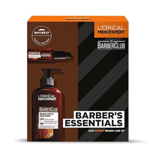 L'Oréal Paris Men Expert Barber's Essentials Grooming Duo Gift Set, Beard Oil & Beard Wash