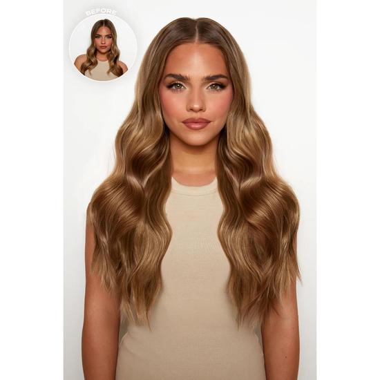 LullaBellz 18" 1 Piece Hidden Halo Brushed Out Wave Hair Extensions Auburn