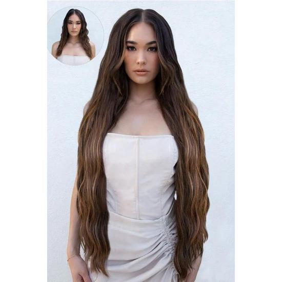 LullaBellz Extra AF 34'' 5 Piece Natural Wavy BROWNS Dark Brown & Caramel