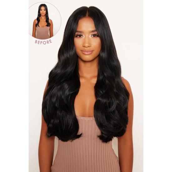 LullaBellz Super Thick 22" 5 Piece Blow Dry Wavy Clip In Hair Extensions Bleach Blonde