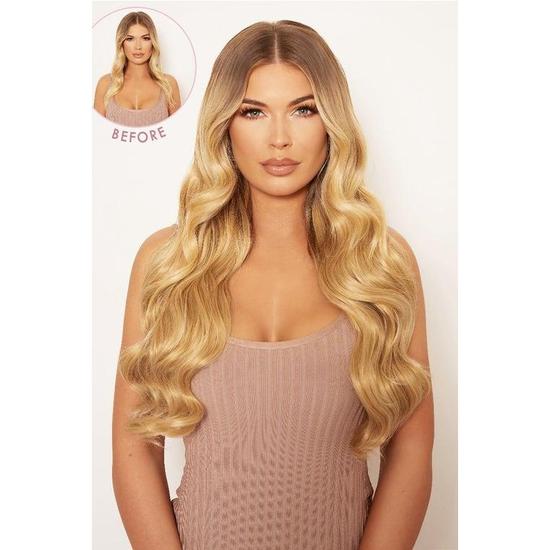 LullaBellz Super Thick 22" 5 Piece Natural Wavy Clip In Hair Extensions Bleach Blonde