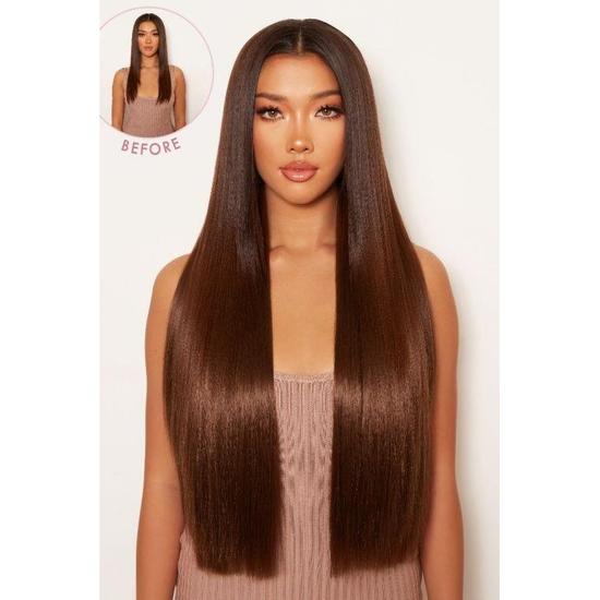 LullaBellz Super Thick 26" 5 Piece Statement Straight Clip In Hair Extensions Bleach Blonde