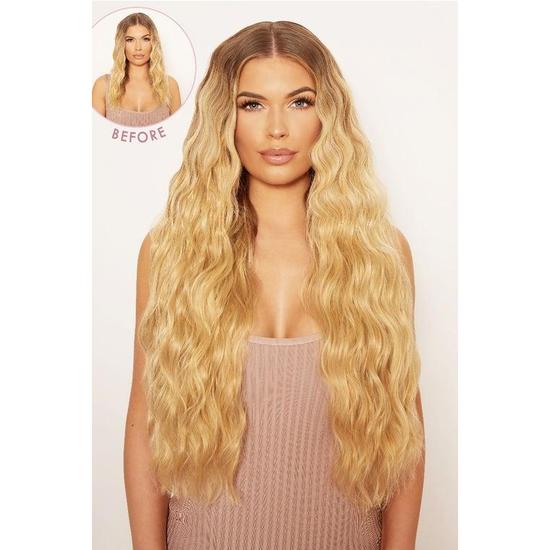 LullaBellz Super Thick 26" 5 Piece Waist Length Wave Clip In Hair Extensions Champagne Blonde