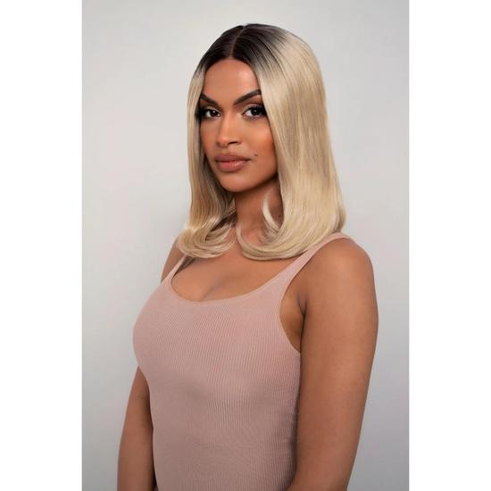 LullaBellz The Britney Light Golden Blonde Curved Lob Lace Front Wig