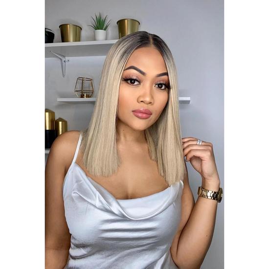 LullaBellz The Cali Ash Blonde Straight Lob Lace Front Wig