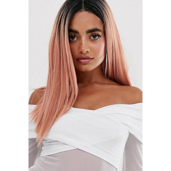 LullaBellz The Peachie Peach Straight Lob Lace Front Wig