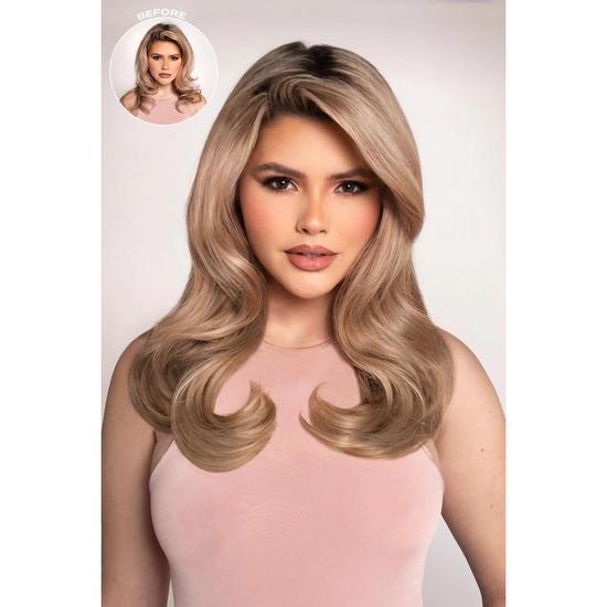 LullaBellz Thick 14" 1 Piece Blow Dry Wavy Clip-in Hair Extensions Bleach Blonde