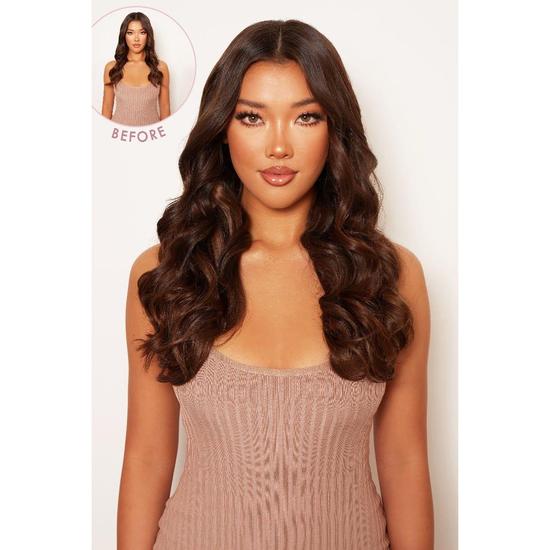 LullaBellz Thick 16" 1 Piece Curly Clip In Hair Extensions Chocolate Brown