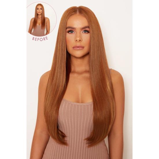 LullaBellz Thick 24" 1 Piece Straight Clip In Hair Extensions Caramel Blonde