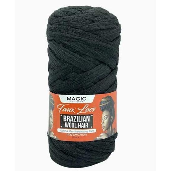 Magic Collection Brazilian Faux Locs Wool Hair Black 100 g