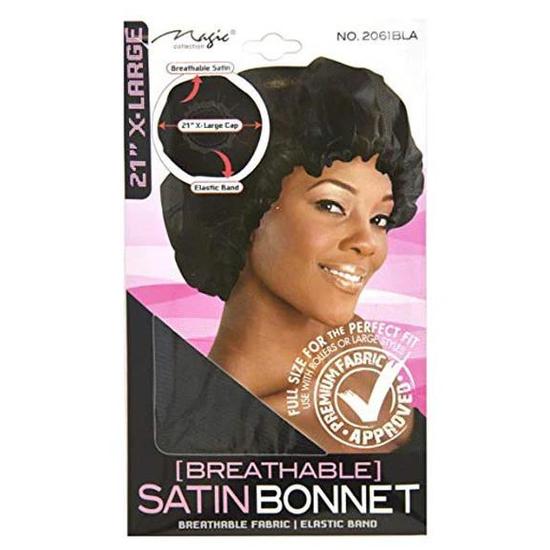 Magic Collection Breathable Satin Bonnet 2061BLA Extra Large / Black