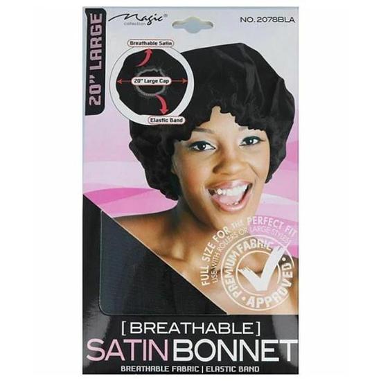 Magic Collection Breathable Satin Bonnet 2078BLA Large