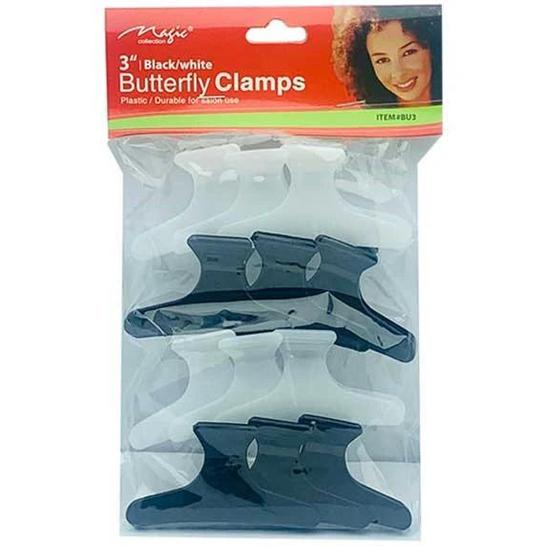 Magic Collection Butterfly Clamps BU3 12 pieces / Black and White