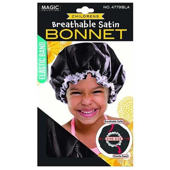 Magic Collection Childrens Breathable Satin Bonnet 4779BLA Black