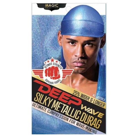 Magic Collection Deep Wave Silky Metallic Durag 4802BLU Blue