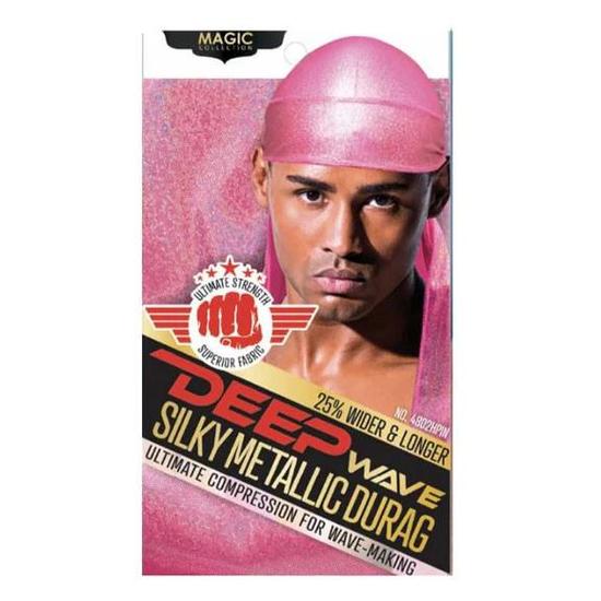 Magic Collection Deep Wave Silky Metallic Durag 4802HPIN H.Pink