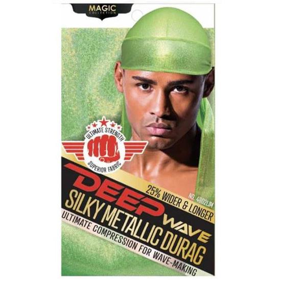 Magic Collection Deep Wave Silky Metallic Durag 4802LIM Lime