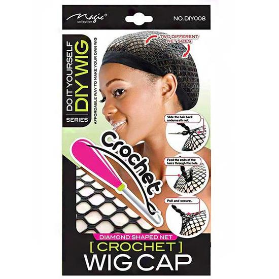 Magic Collection DIY Series Crochet Diamond Shaped Net Wig Cap DIY008 Black