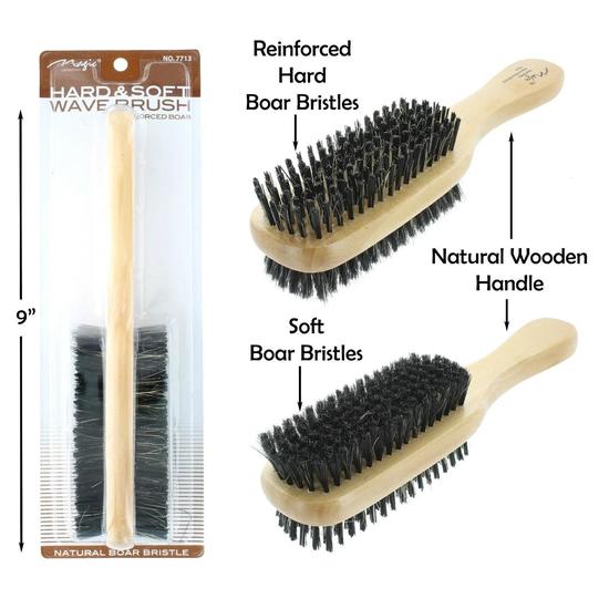 Magic Collection Hard & Soft Double Wave Brush Natural Boar Bristle # 7713