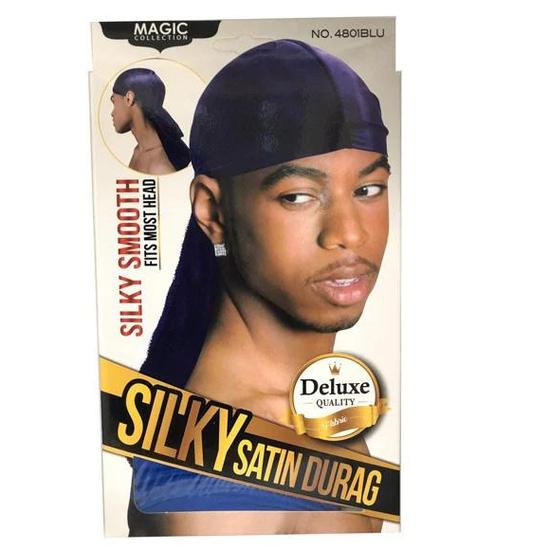 Magic Collection Silky Satin Durag Blue 4801BLU Blue