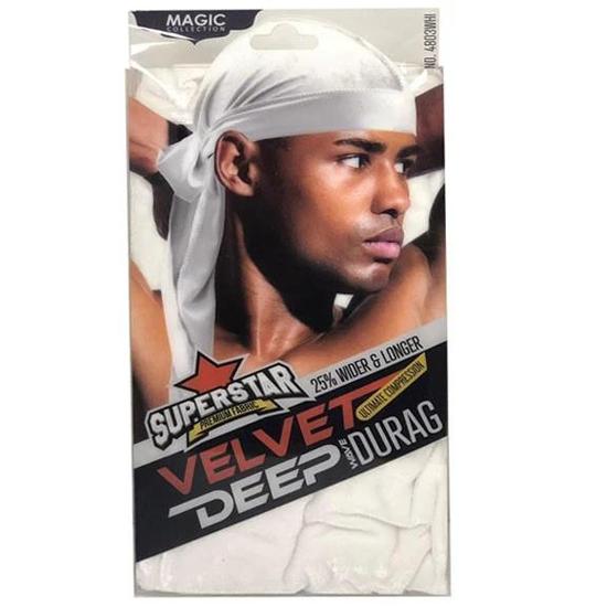 Magic Collection Superstar Velvet Deep Wave Durag Hot White 4803WHI