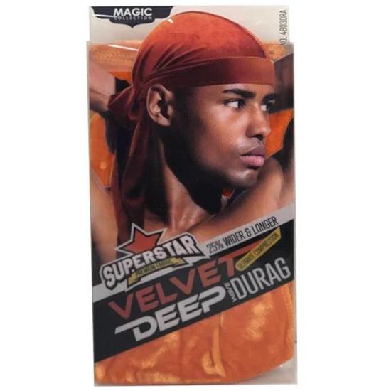 Magic Collection Superstar Velvet Deep Wave Durag Orange 4803ORA