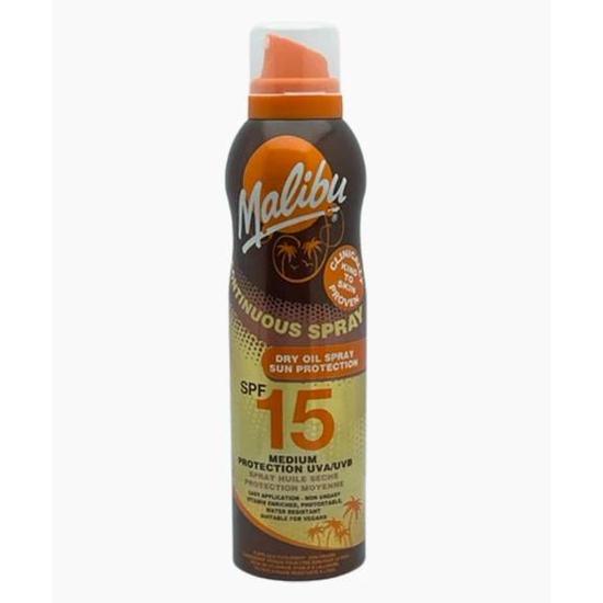 Malibu Continuous Spray Dry Oil Spray Medium Sun Protection SPF 15 175ml