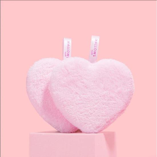 Mallows Beauty Makeup Remover Pink Heart Pads Pack Of 2