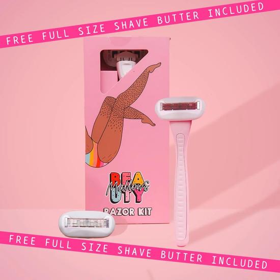 Mallows Beauty Razor Starter Kit With FREE SHAVE BUTTER Strawberry Shave Butter