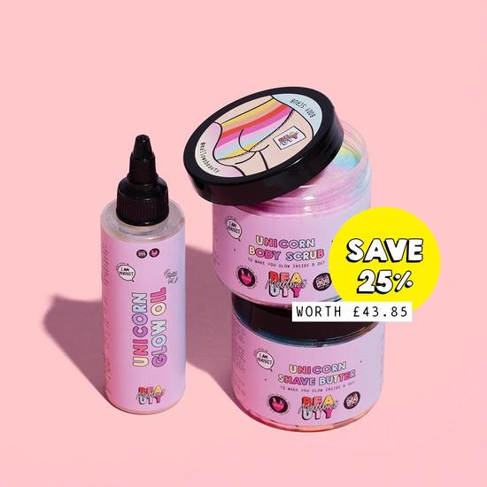 Mallows Beauty Unicorn Shave Butter, Scrub & Glow Oil Trio