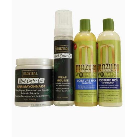 Mazuri Olive Oil Shampoo & Conditioner With Black Castor Oil Mouse & Mayonnaise