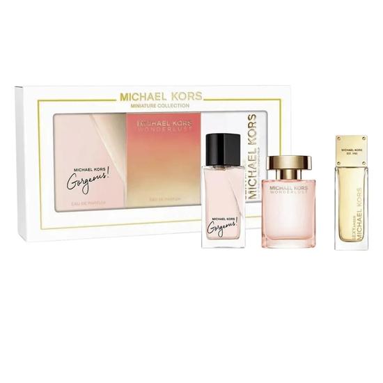 Michael Kors Miniatures Eau De Parfum Women's Perfume Gift Set Gorgeous + Wonderlust + Sexy Amber 3 x 5ml