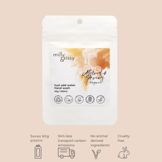 Milly & Sissy Zero Waste Hand Wash Honey & Almond Refill Makes 500ml