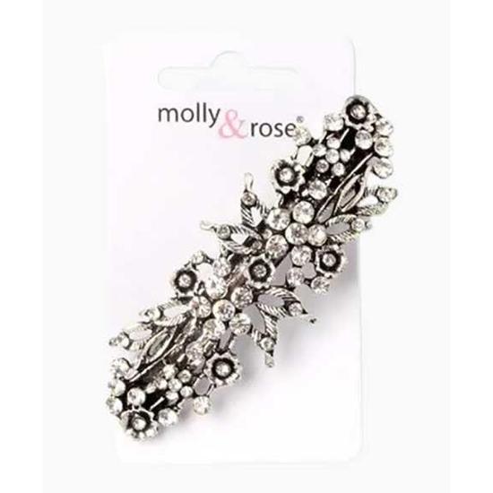 Molly And Rose Vintage Style Crystal Flower Barrette 4226 8 cm