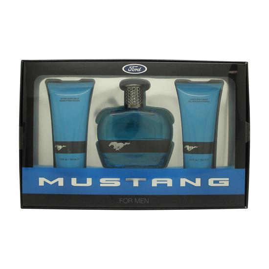 Mustang Blue Gift Set 100ml Eau De Toilette + 100ml Aftershave Balm + 100ml Hair & Body Wash