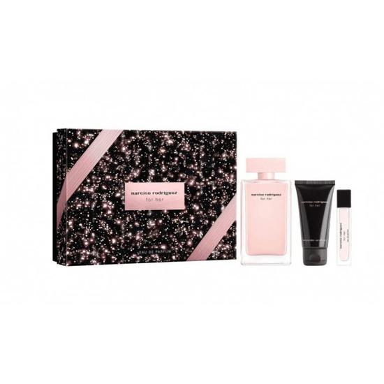 Narciso Rodriguez For Her Gift Set 100ml Eau De Parfum + 10ml Eau De Parfum + 50ml Body Lotion