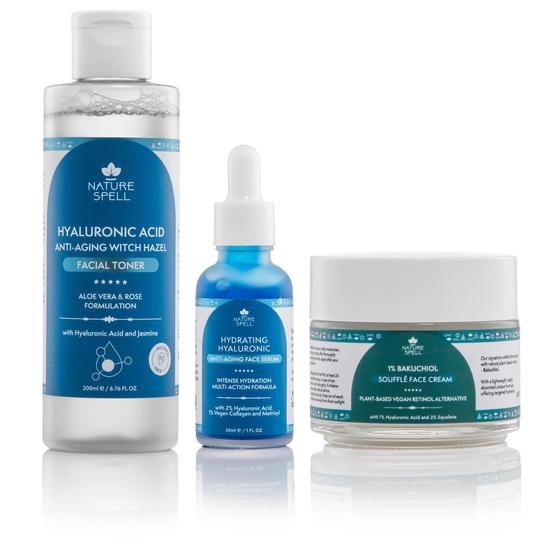 Nature Spell Hyaluronic Acid Anti-Ageing Skin Care Set Toner + Serum + Moisturiser