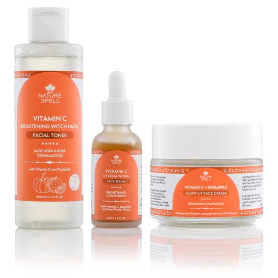 Nature Spell Vitamin C Brightening Skin Care Set Toner + Serum + Moisturiser