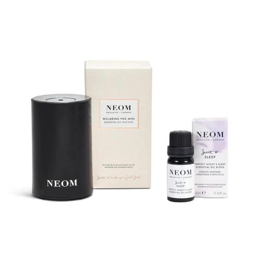 Neom Organics Wellbeing Pod Mini Black & Perfect Night's Sleep Essential Oil Blend Duo