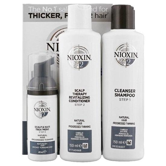 Nioxin 3d Care System, System 2, 3 Part System For Natural Hair With Progressed Thinning Kit