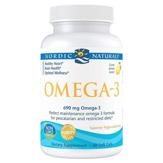 Nordic Naturals Omega-3 690mg Lemon Fish Gelatin Softgels 60 Softgels